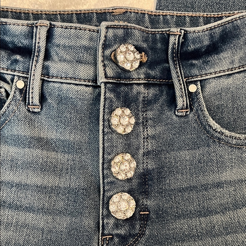 WHBM Classic Straight Leg Denim Jeans With Rhinestone Detail - Picture 5 of 6